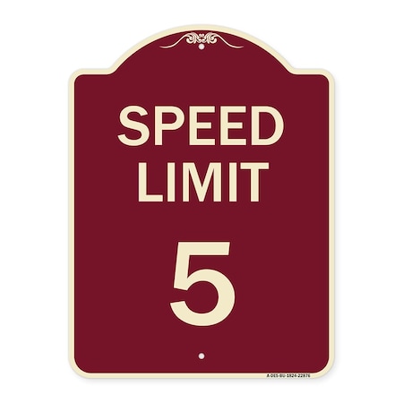 Signmission Speed Regulation Speed Limit 5 Mph Heavy-Gauge Aluminum Architectural Sign, 24" x 18", BU-1824-22876 A-DES-BU-1824-22876